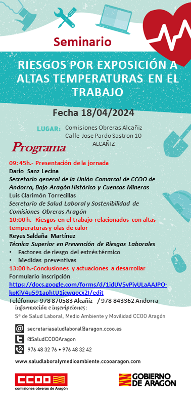 seminario  formativo en Prevención de Riesgos Laborales, sobre RIESGOS POR EXPOSICIÓN A ALTAS TEMPERATURAS EN EL TRABAJO  